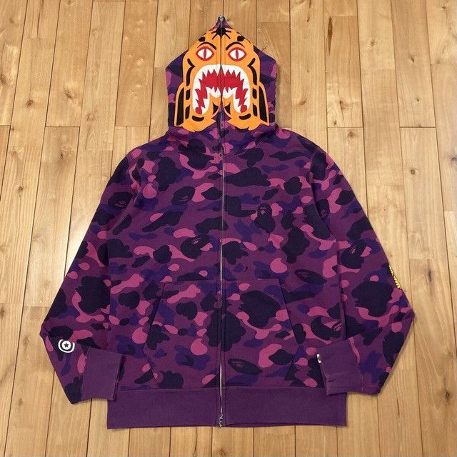 Bape BAPE Tiger Full Zip Hoodie Purple Camo a bathing ape Size US XL / EU 56 / 4 - 1 Thumbnail