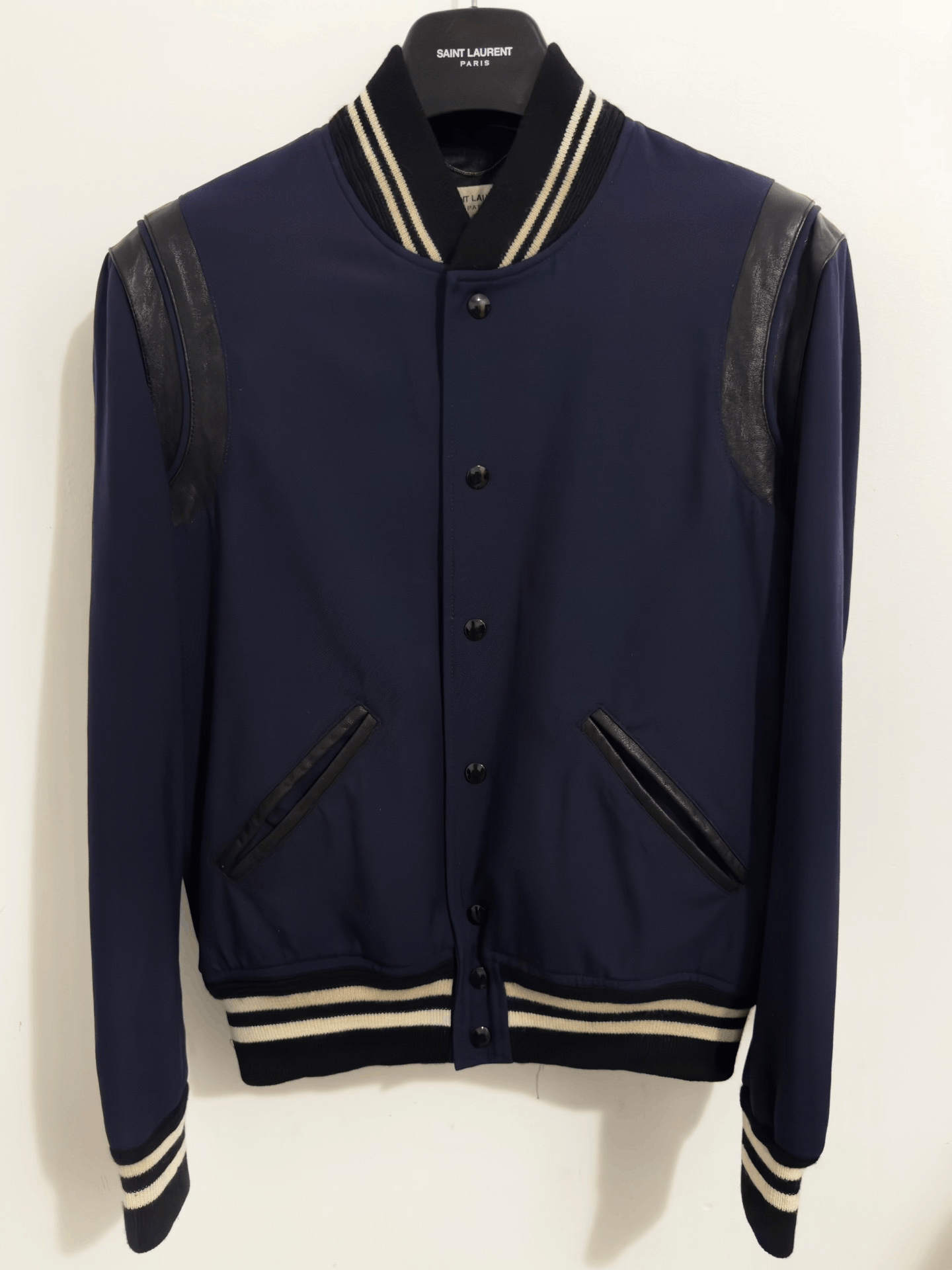 Saint Laurent Paris Saint Laurent Baseball Jacket in Navy Blue Size US M / EU 48-50 / 2 - 1 Thumbnail