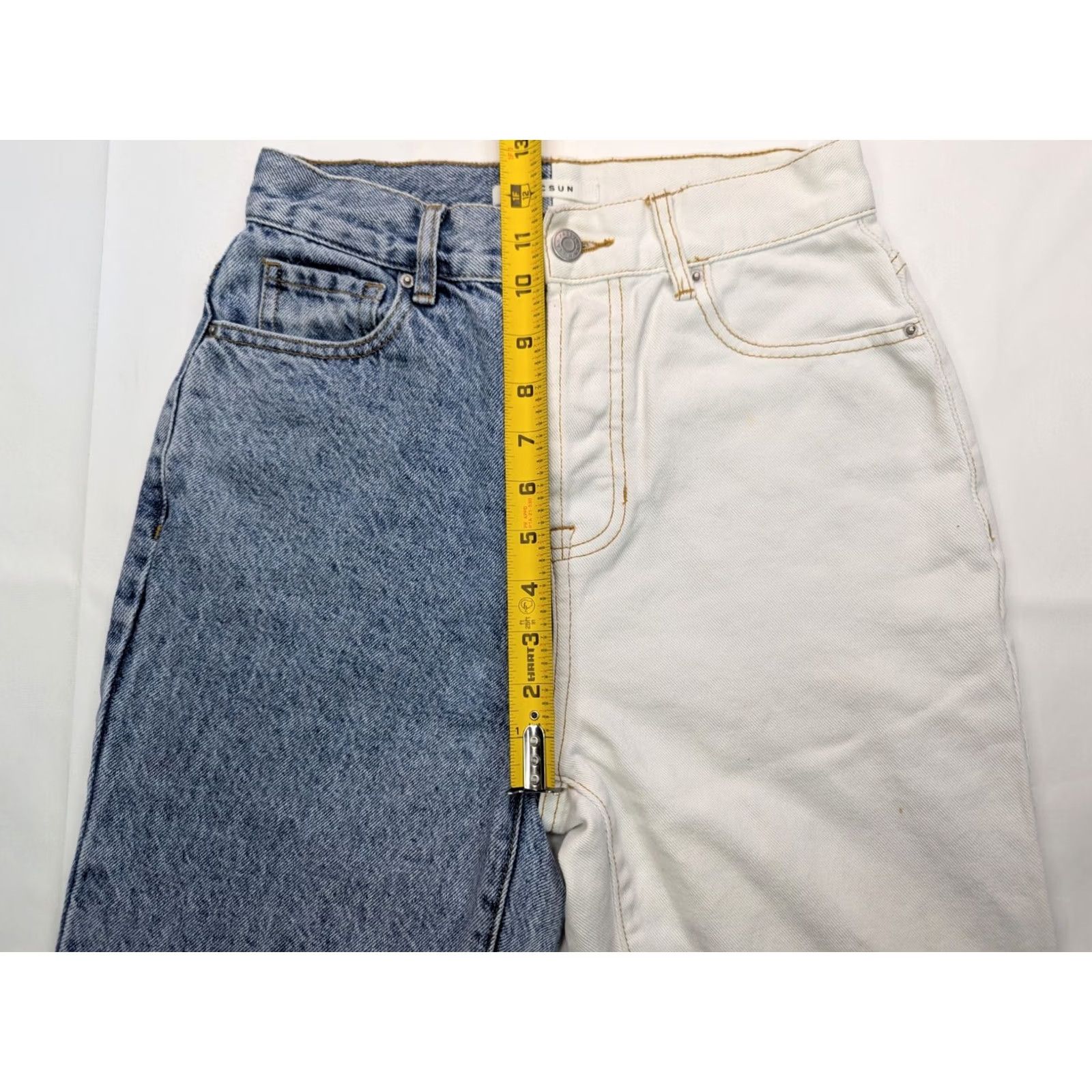 Pacsun PacSun Two Toned High Rise Straight Jeans Women 25 Inseam 27 Distressed Blue Regular 5-Pocket Cotton Denim Jeans Size 42" / US 20 - 6 Thumbnail