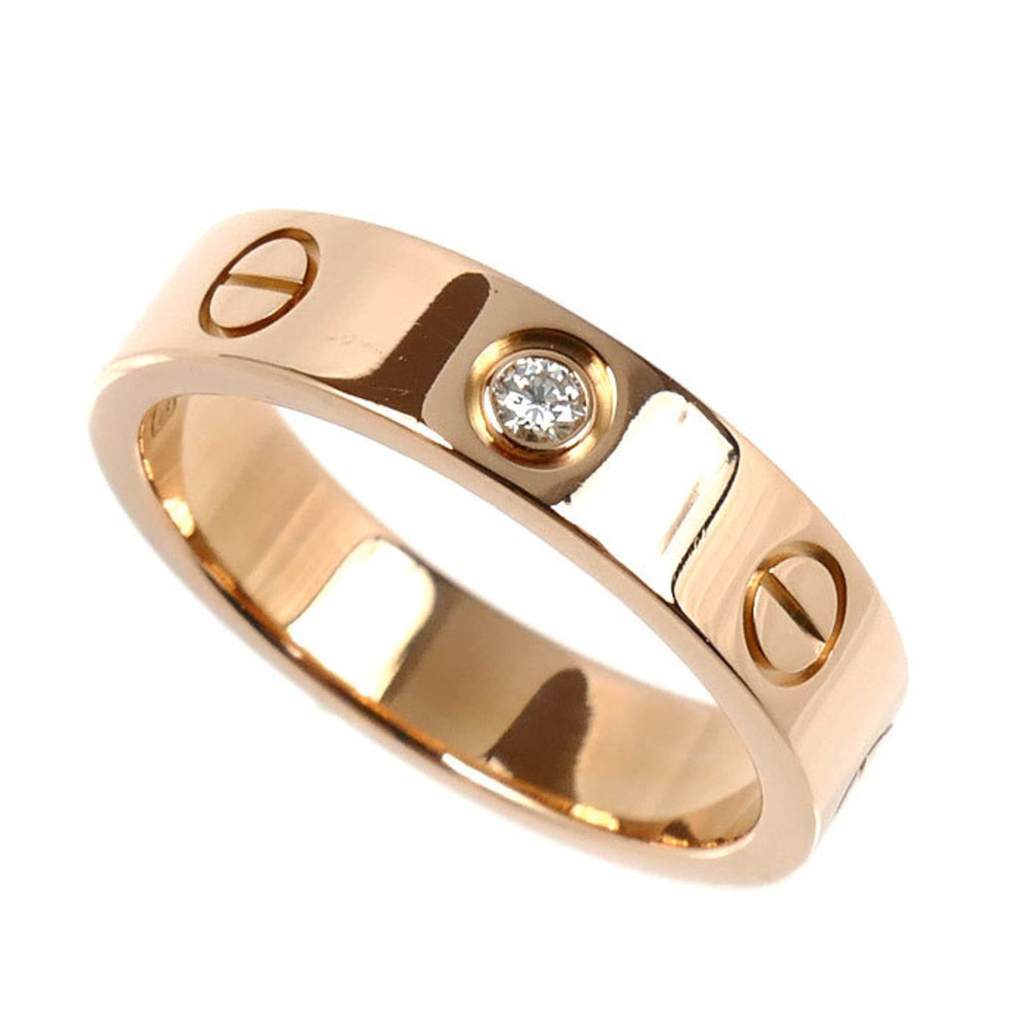 Cartier 18KPG Pink Gold Mini Love 1P Diamond Ring 47 Diamonds 4.2g Women's