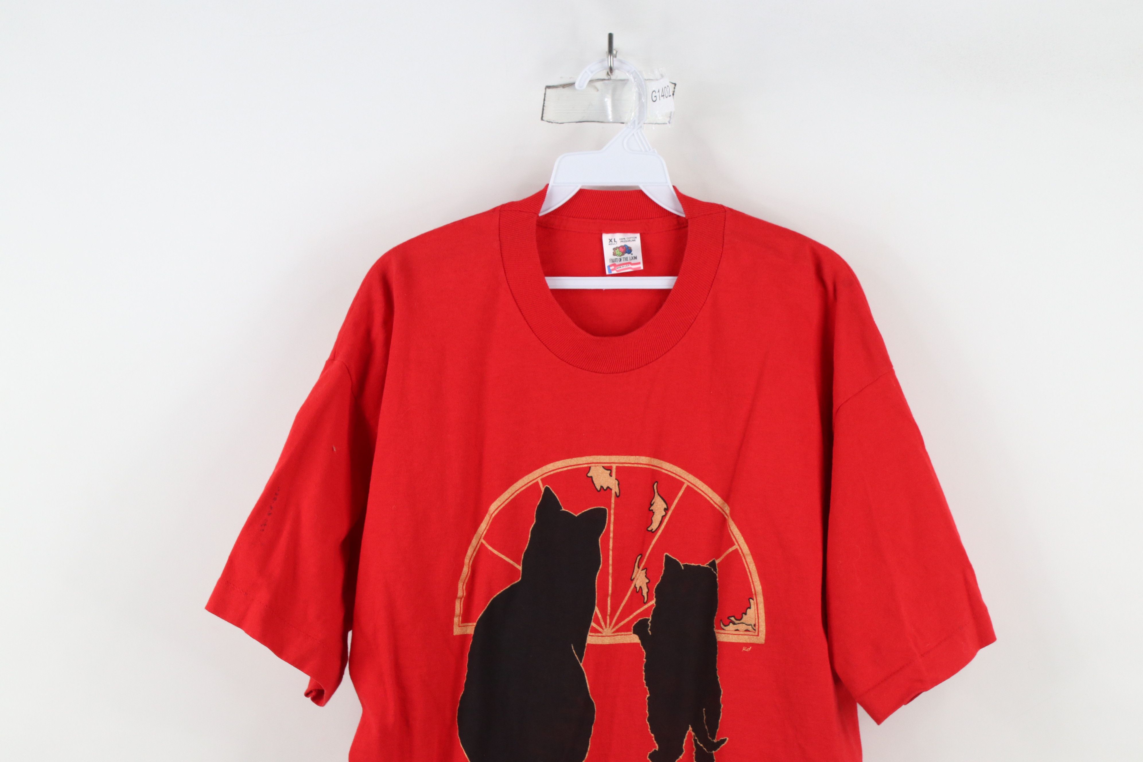 Vintage Vintage 90s Streetwear Black Cat Kitten Window T-Shirt USA Size XL / US 12-14 / IT 48-50 - 2 Thumbnail