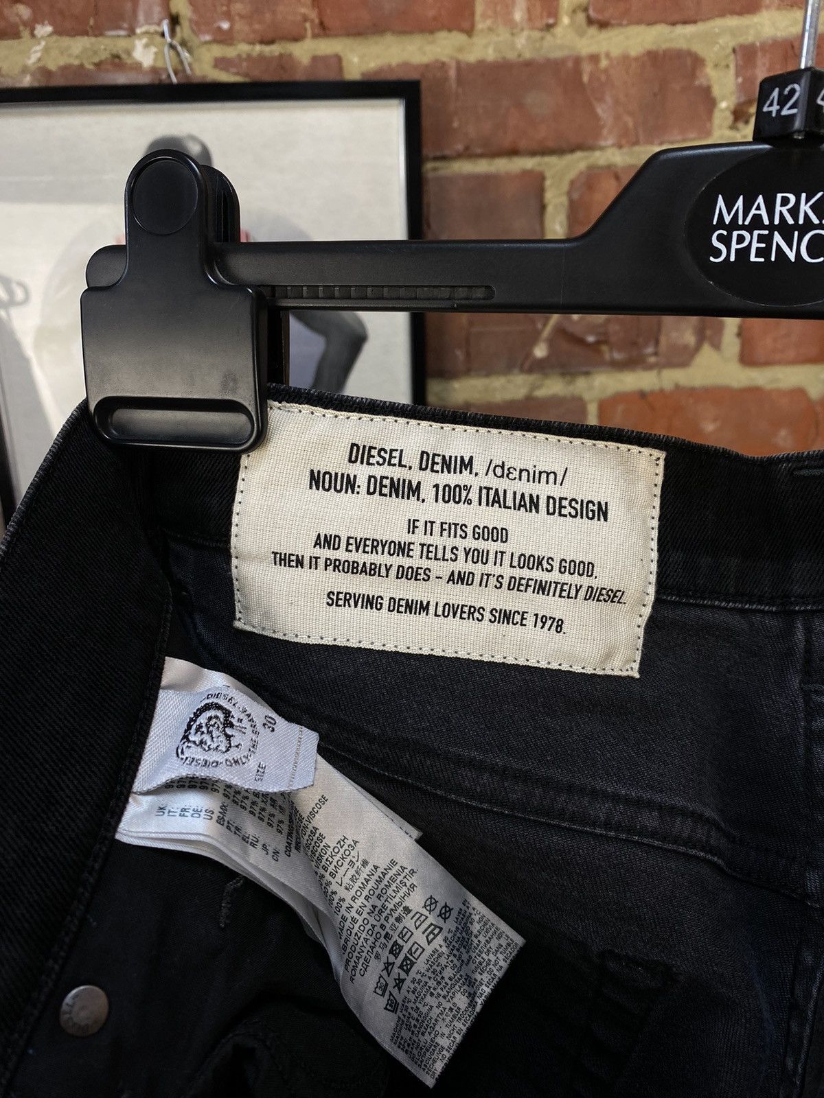 Diesel Diesel D-Strukt Tapered Stretch Black Jeans Size US 30 / EU 46 - 11 Thumbnail