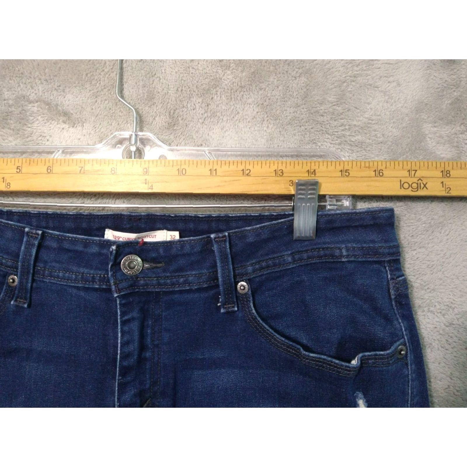 Levi's VINTAGE Levis 529 Jeans Womens 32 Blue Denim Curvy Bootcut Stretch Dark Wash 5-Pocket Design Cowboys Womens Size 32" / US 10 / IT 46 - 3 Thumbnail