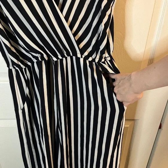 Other Black & White Stripe Jumpsuit by Gypsies & Moondust size XL Size 38" / US 16 / IT 52 - 4 Thumbnail
