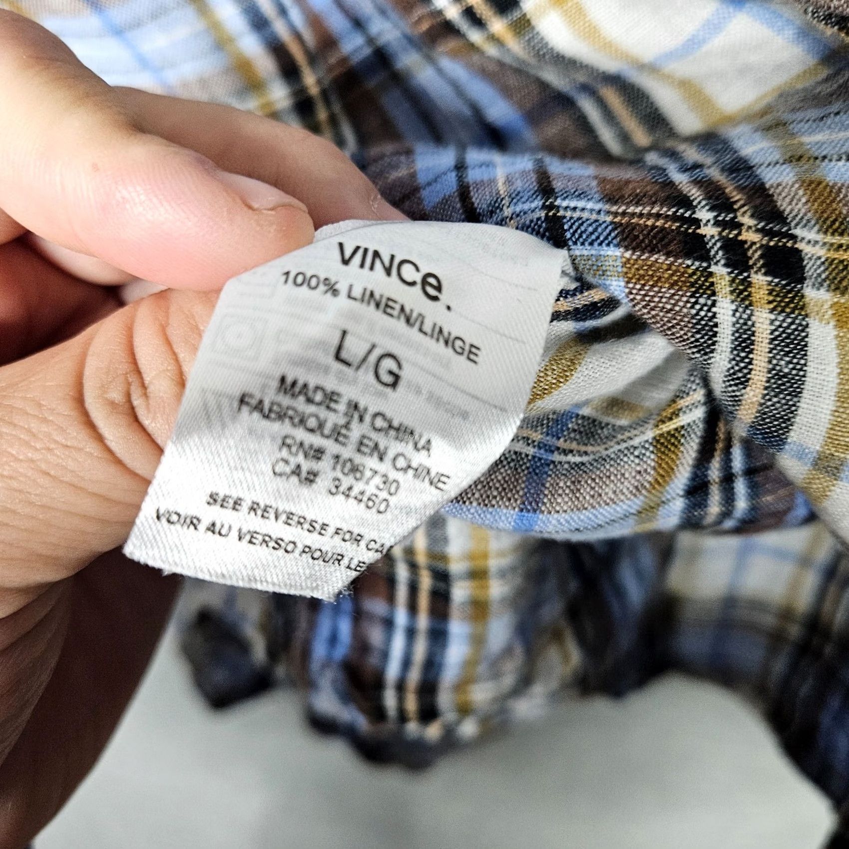 Vince Vince Shirt Button-Up Long Sleeve Plaid Multicolor Linen 100% Size L Mens Regular Modern Colorful Dress Casual Size US L / EU 52-54 / 3 - 4 Thumbnail