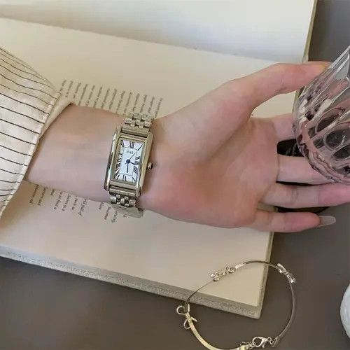 Jewelry Rectangular Face Wristwatch, Classic Gold Watch Size ONE SIZE - 2 Thumbnail
