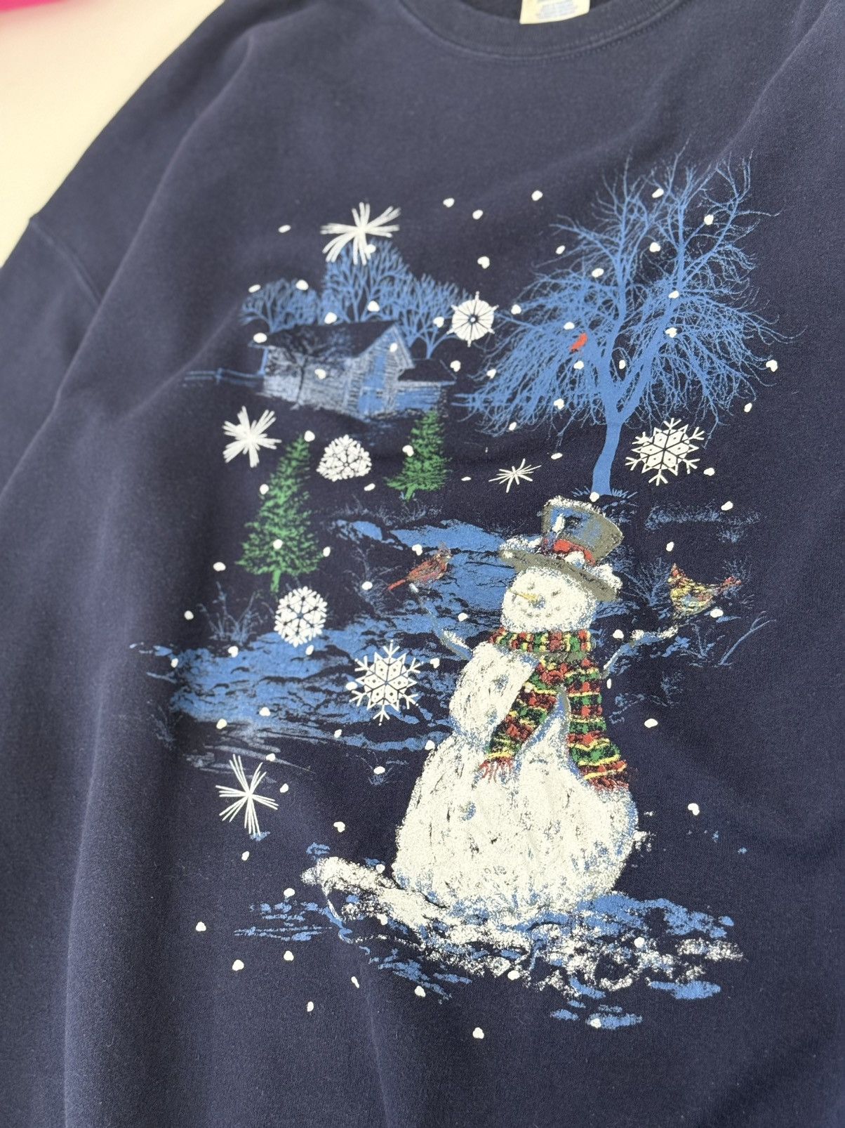 Vintage 🔥 Vintage Y2K Jerzees Art Graphic Christmas Blue Sweatshirt Size US XL / EU 56 / 4 - 5 Thumbnail