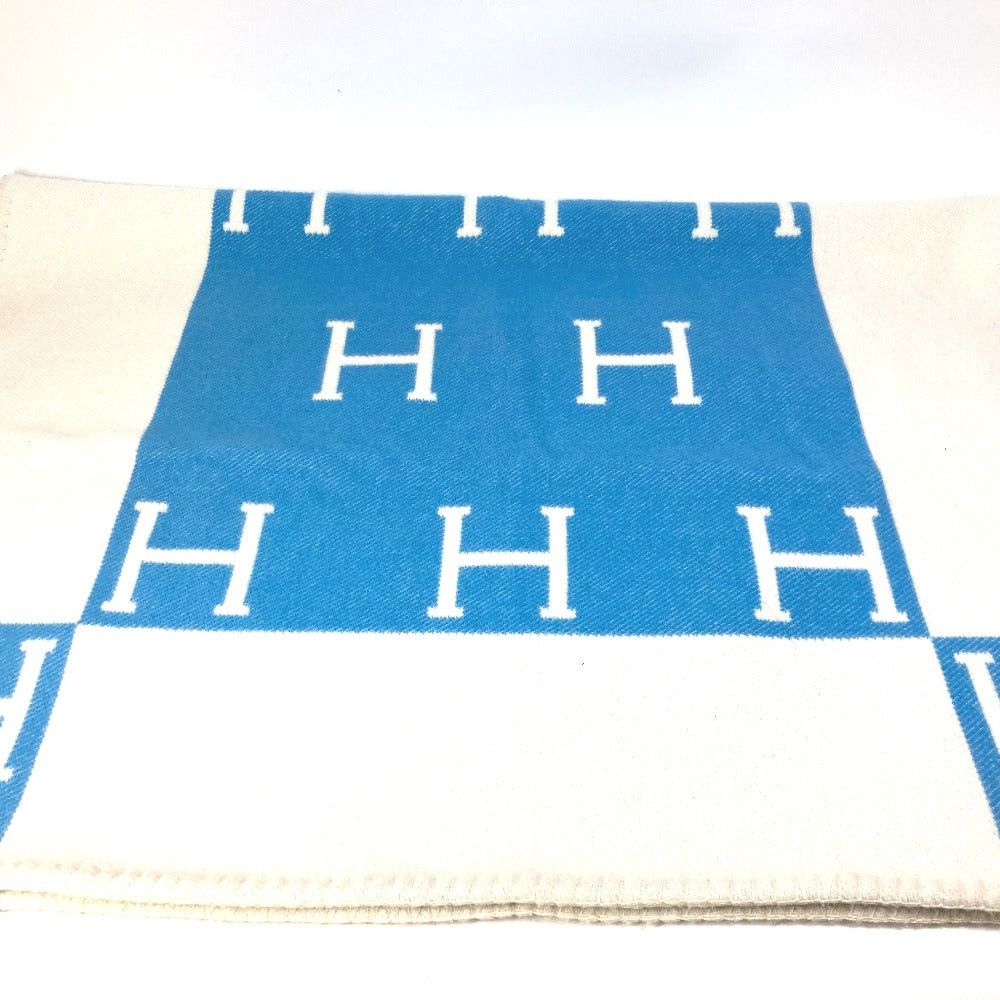 Hermes Hermes Plaid Avalon Interior Lap Blanket Wool/Cashmere Kids Blue Size ONE SIZE - 1 Thumbnail