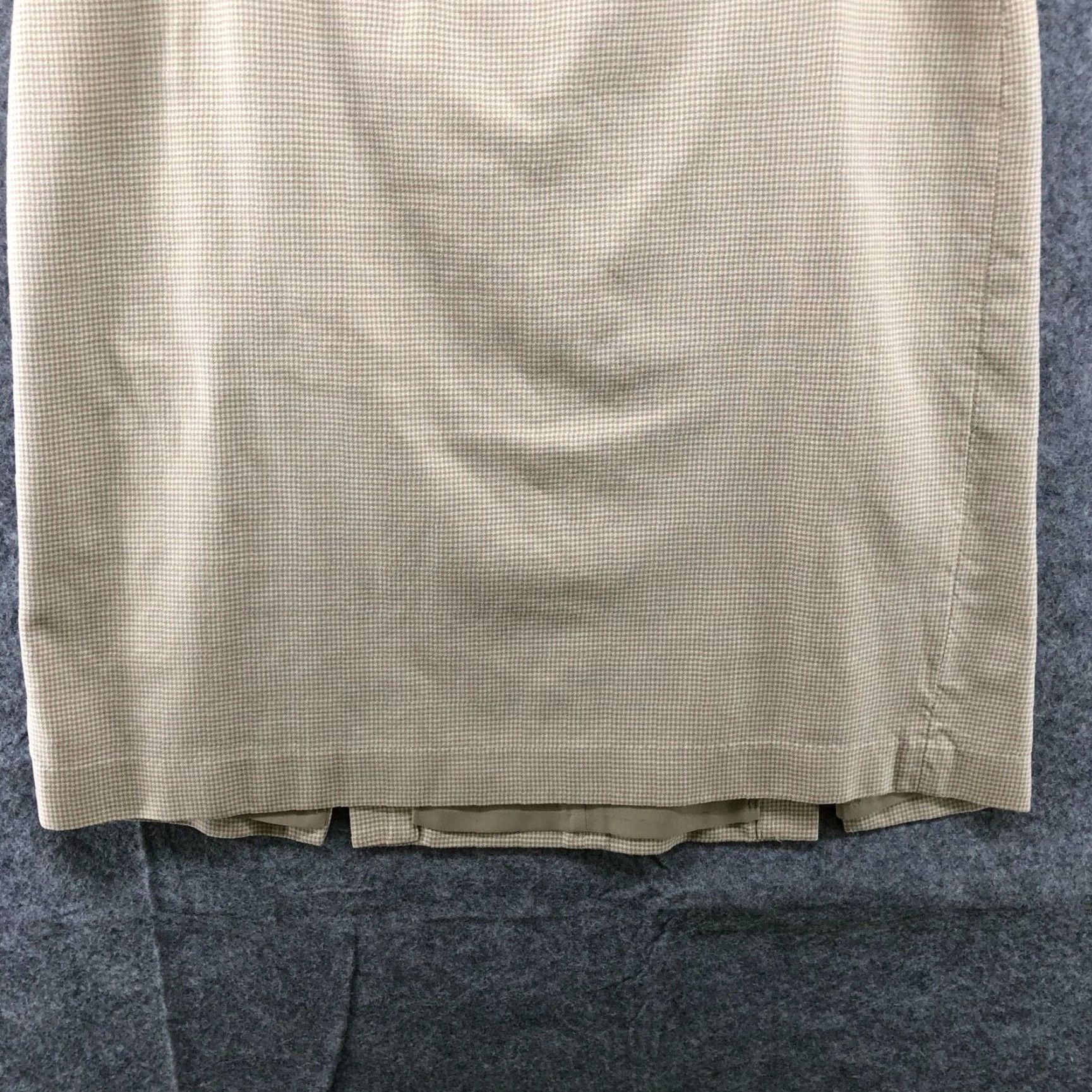 Lands' End Lands' End Wool Stretch Pencil Skirt Beige Size 16 Womens Knee Length Back Zip Plaid Plaid Workwear Formal Career Size 38" / US 16 / IT 52 - 4 Thumbnail