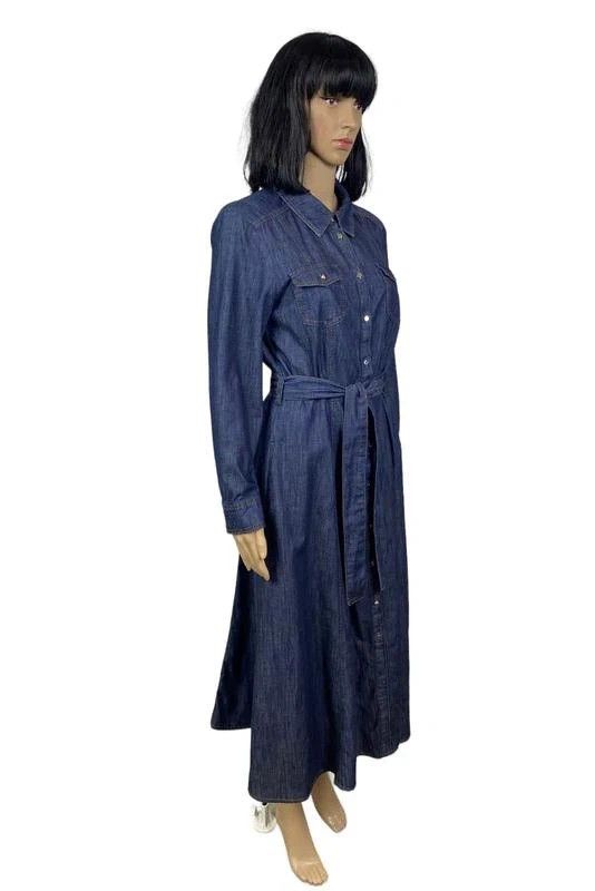 Other Iblues Denim Cotton Maxi Dress Belted size GB12 US8 Size S / US 4 / IT 40 - 4 Thumbnail