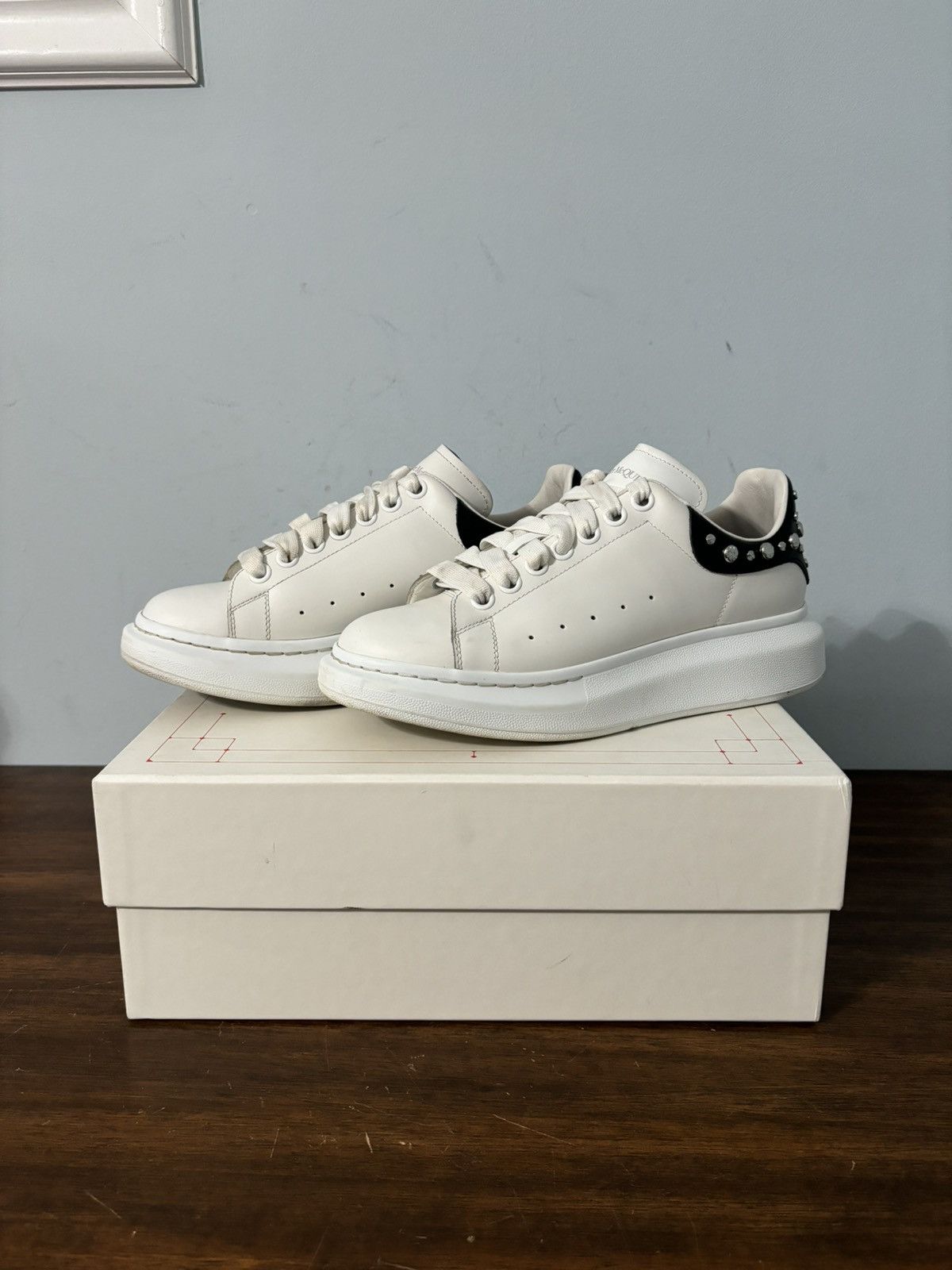 Alexander McQueen Oversized Sneakers White Black Studded