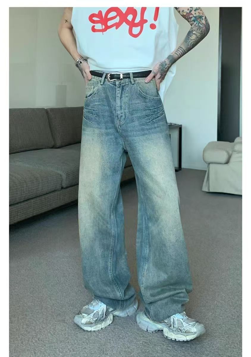 Japanese Brand × Vintage Blue street trend washed loose flared jeans y2k Size US 32 / EU 48 - 4 Thumbnail