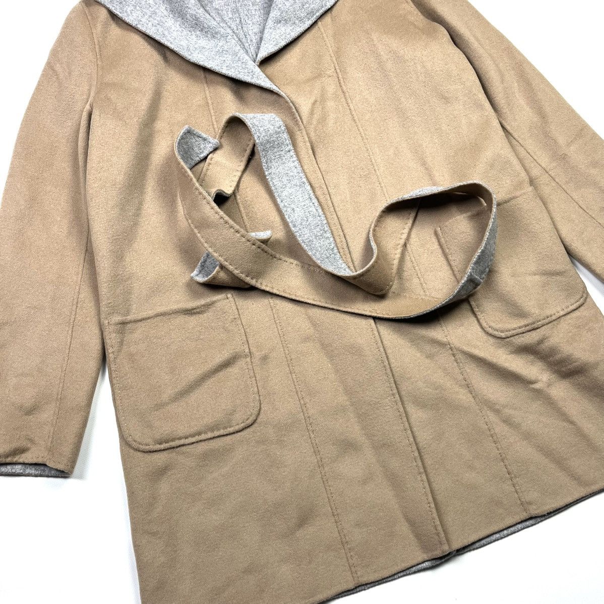Max Mara × Weekend Max Mara Weekend Max Mara Twin Side Wool Coat Brown & Grey Belt Size XL / US 12-14 / IT 48-50 - 3 Thumbnail