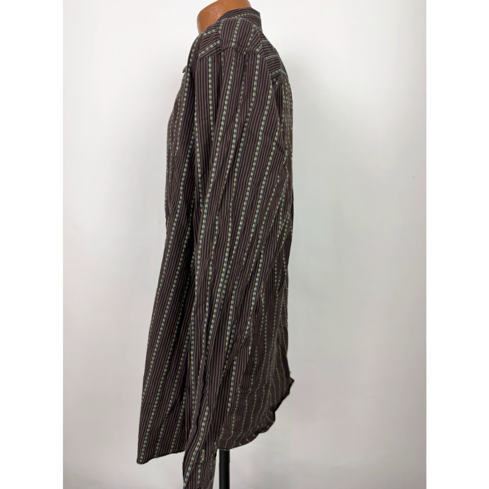 BUGATCHI VINTAGE Bugatchi Uomo Shirt Men XL Striped Button-Up Brown Black Green Size US XL / EU 56 / 4 - 7 Thumbnail