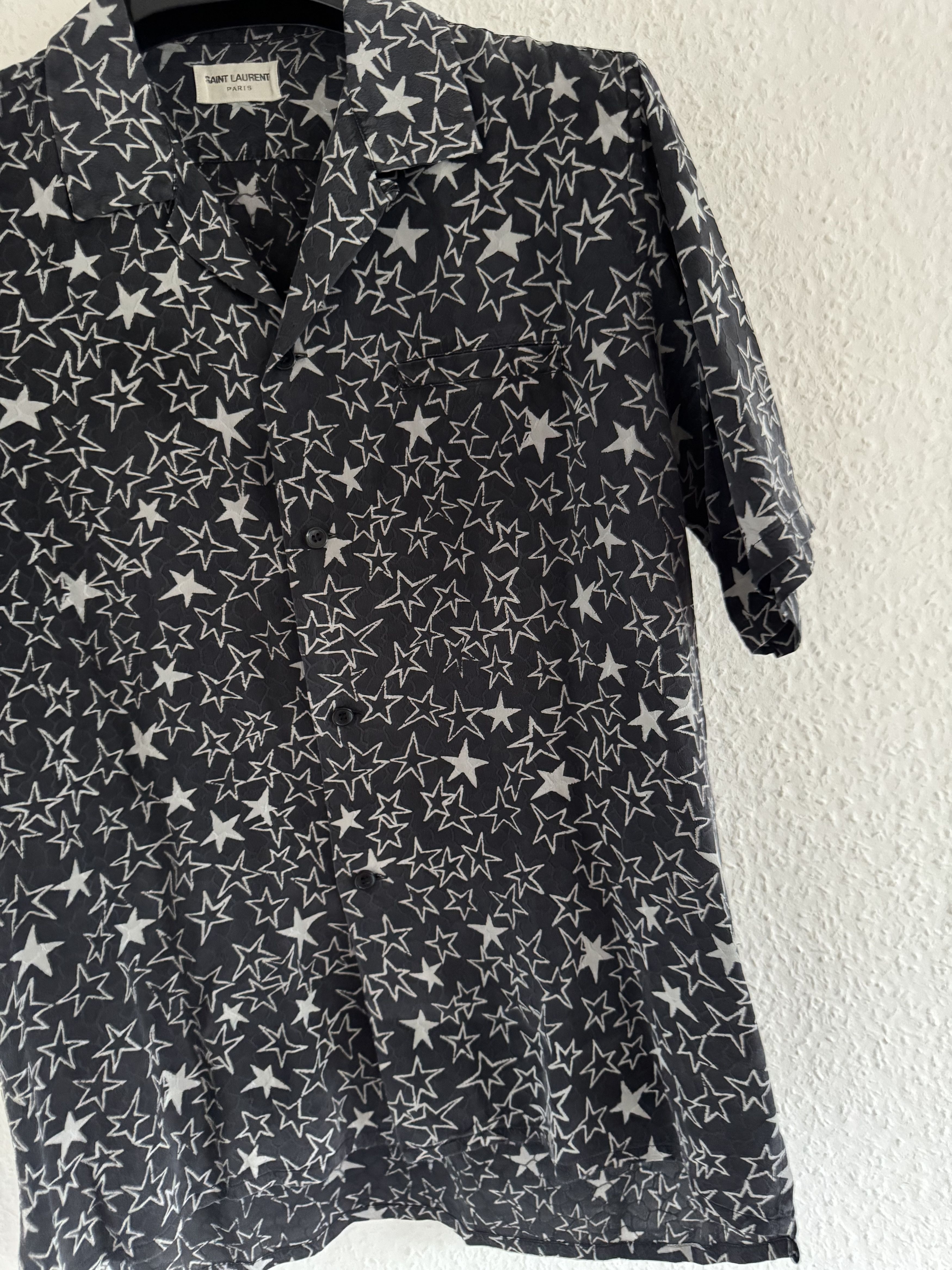 Saint Laurent Paris SS20 Star Print Silk Shirt Size US S / EU 44-46 / 1 - 13 Thumbnail