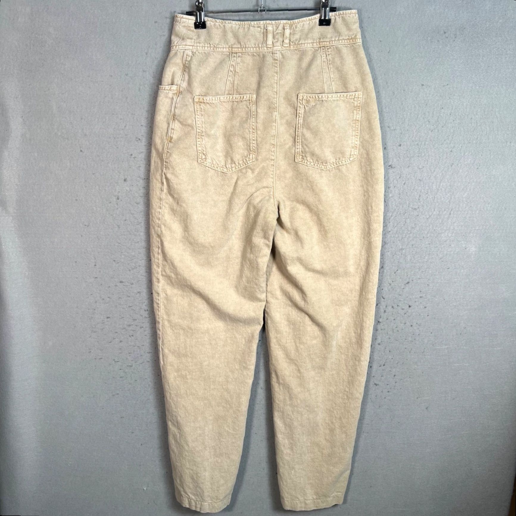 ba&sh Ba&Sh Womens High-Waisted Tapered Pants Size 2 Beige Cotton Linen Blend Size 26" / US 2 / IT 38 - 2 Thumbnail