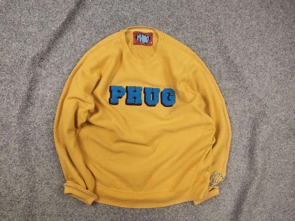 Vintage PHUG Yellow Embroidered volumetric logo PHUGGERS Sweatshirt Size US M / EU 48-50 / 2 - 1 Thumbnail