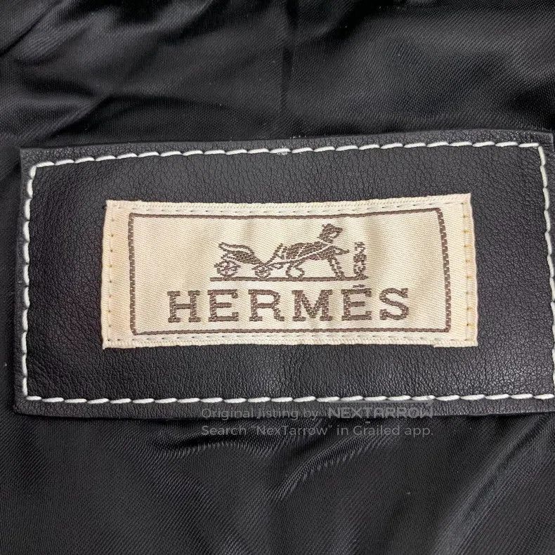 Hermes Hermes Black Wool Leather Combined V-Neck Single-Breasted Size US L / EU 52-54 / 3 - 5 Thumbnail