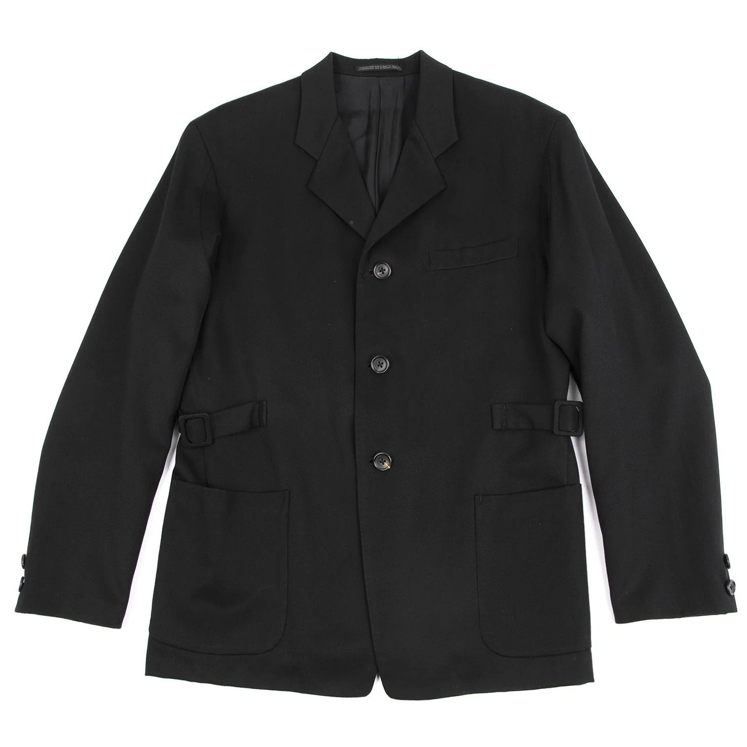 Yohji Yamamoto Yohji Yamamoto Wool Gabardine Side-Belt Jacket Size US S / EU 44-46 / 1 - 1 Thumbnail