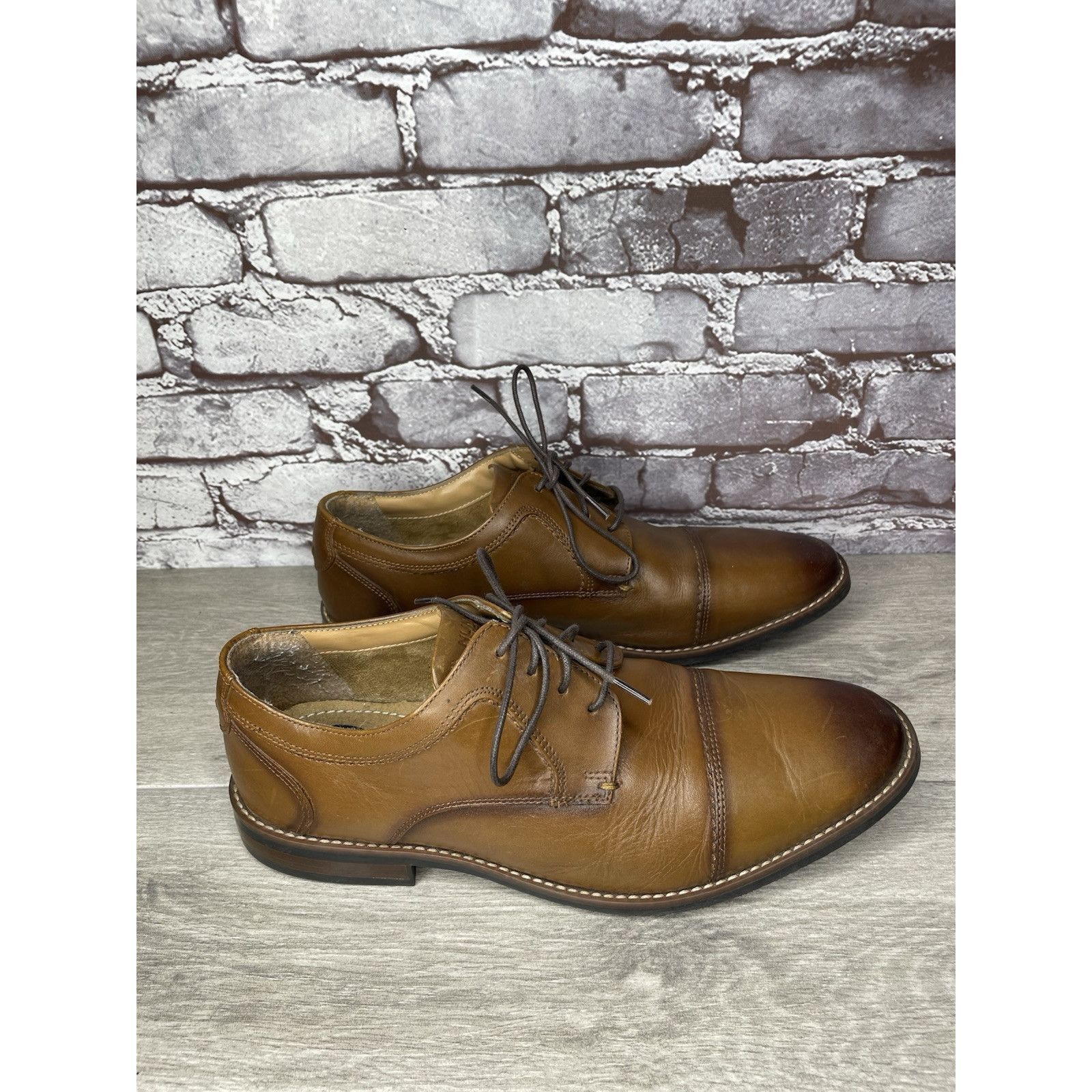 Nunn Bush Nunn Bush Mens Brown Cap Toe Comfort Gel Lace Up Shoes Size Size US 10.5 / EU 43-44 - 6 Thumbnail