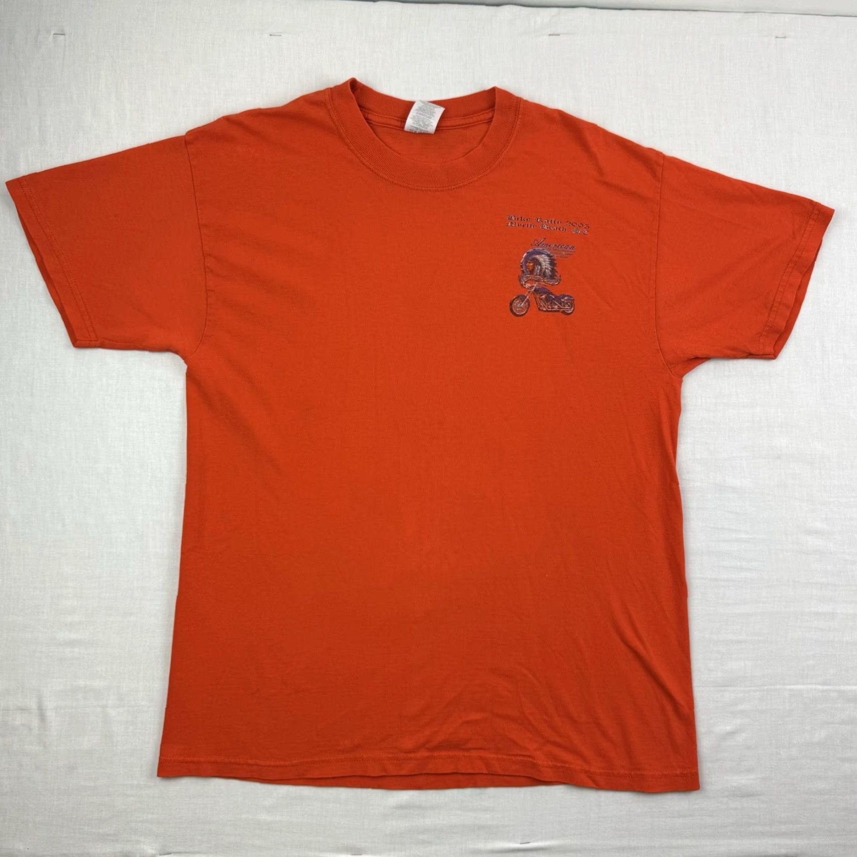 Jerzees VINTAGE Biker Rally T Shirt Adult Large Orange 2005 Myrtle Beach SC Heritage Y2K T-Shirt Mens L Orange Biker Motorcycle USA Y2K Size US L / EU 52-54 / 3 - 3 Thumbnail