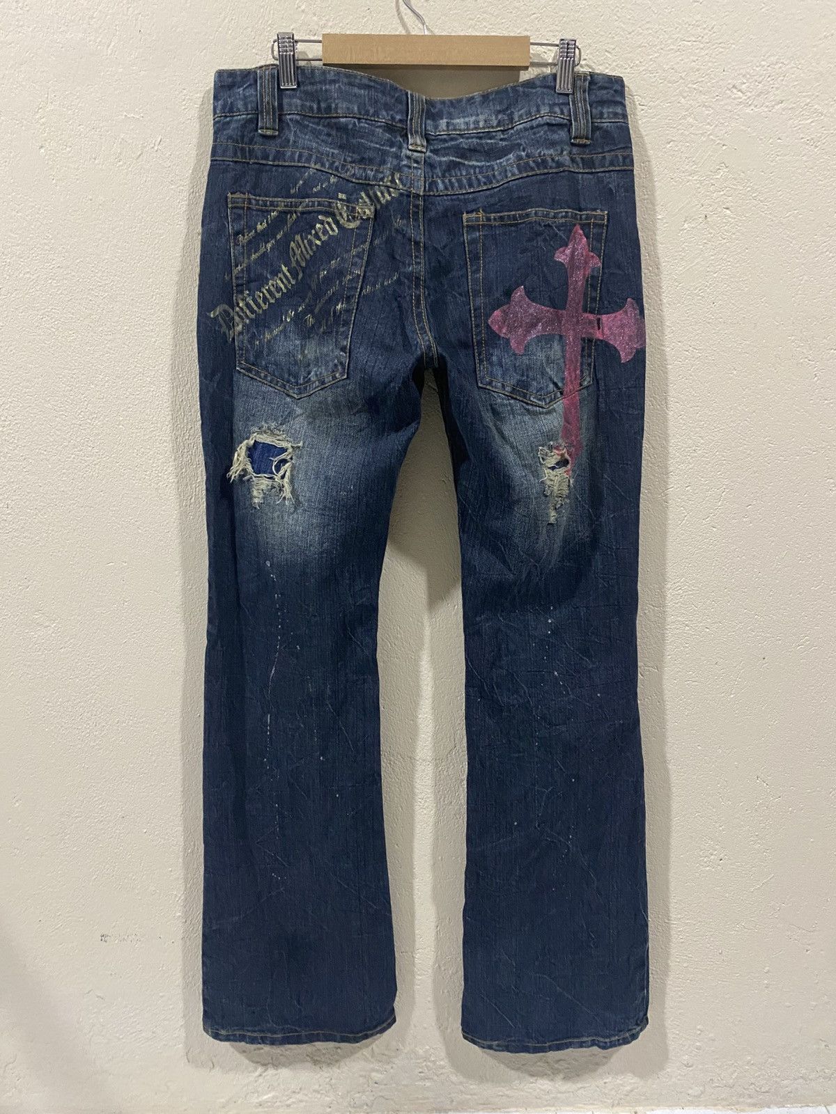 Japanese Brand Vintage Sorridere Distressed Painter Flared Jeans Size US 33 - 1 Thumbnail