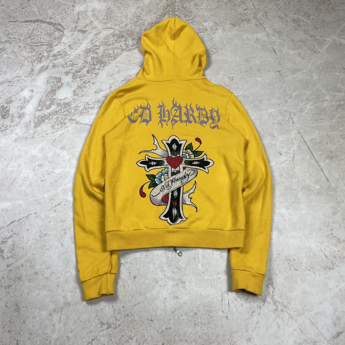 Ed Hardy × Vintage Vintage Ed Hardy Cross Rhinestones Y2K Zip Hoodie Size S / US 4 / IT 40 - 5 Thumbnail