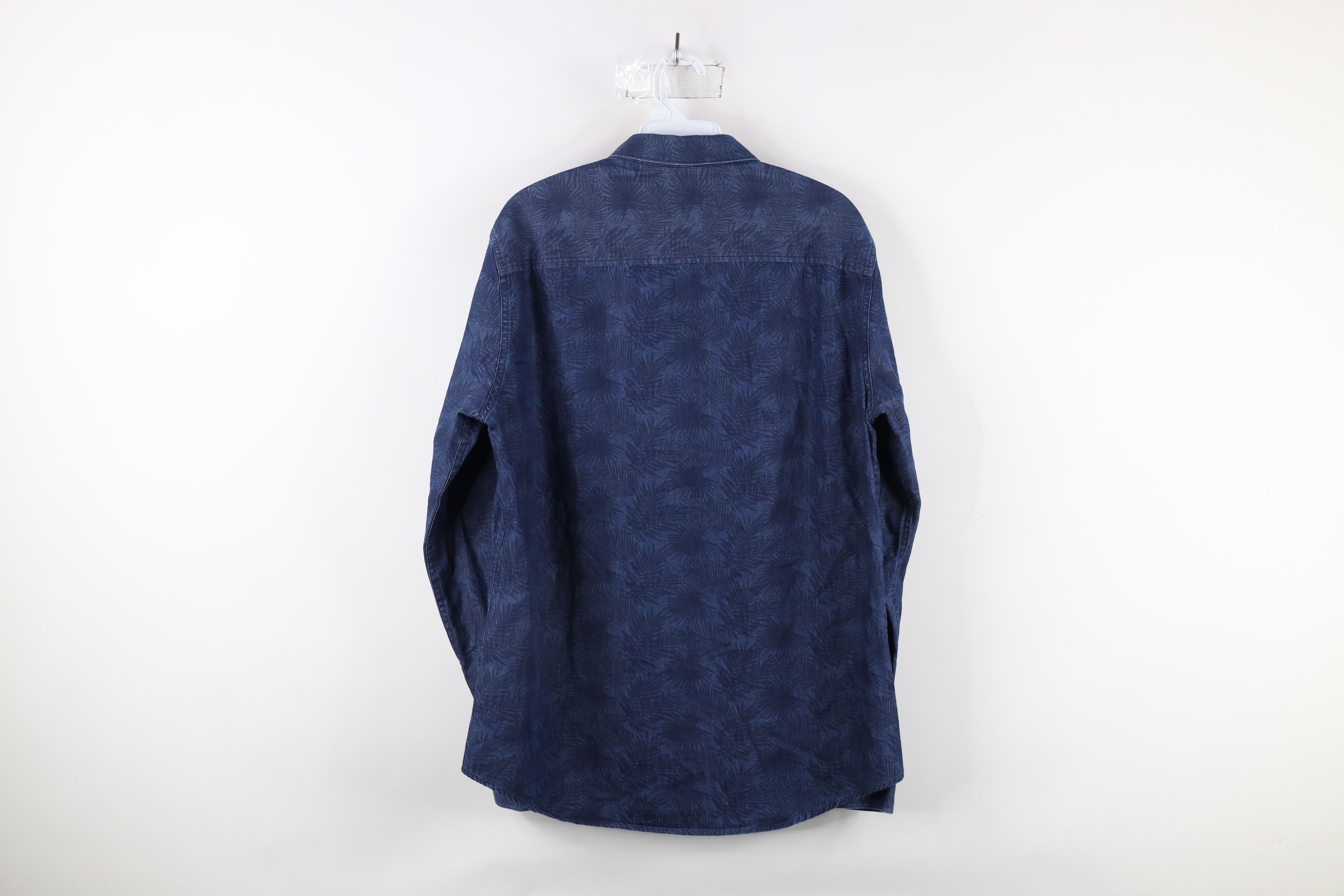 Armani Exchange × Vintage Armani Exchange Fit Palm Tree Leaf Denim Button Shirt Blue Size US M / EU 48-50 / 2 - 8 Thumbnail