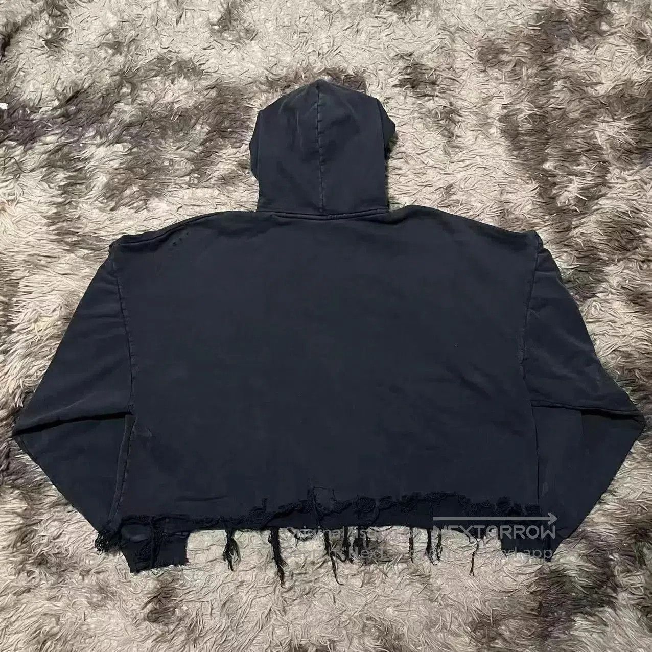 Balenciaga Black Distressed Hoodie with Embroidered Back. Size US XL / EU 56 / 4 - 2 Thumbnail