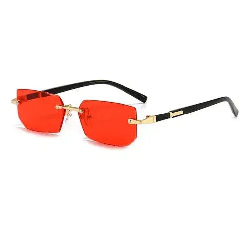Electric Visual Red Lens Rimless Square Sunglasses Size ONE SIZE - 4 Thumbnail