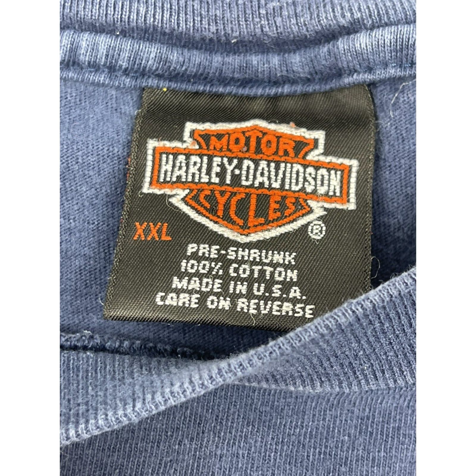 Harley Davidson VINTAGE Harley-Davidson T-Shirt Blue 2XL 90s Fat Boy Delaware USA Crew Neck Short Sleeve Double-Sided Men, Logo Shirt Size US XXL / EU 58 / 5 - 7 Thumbnail