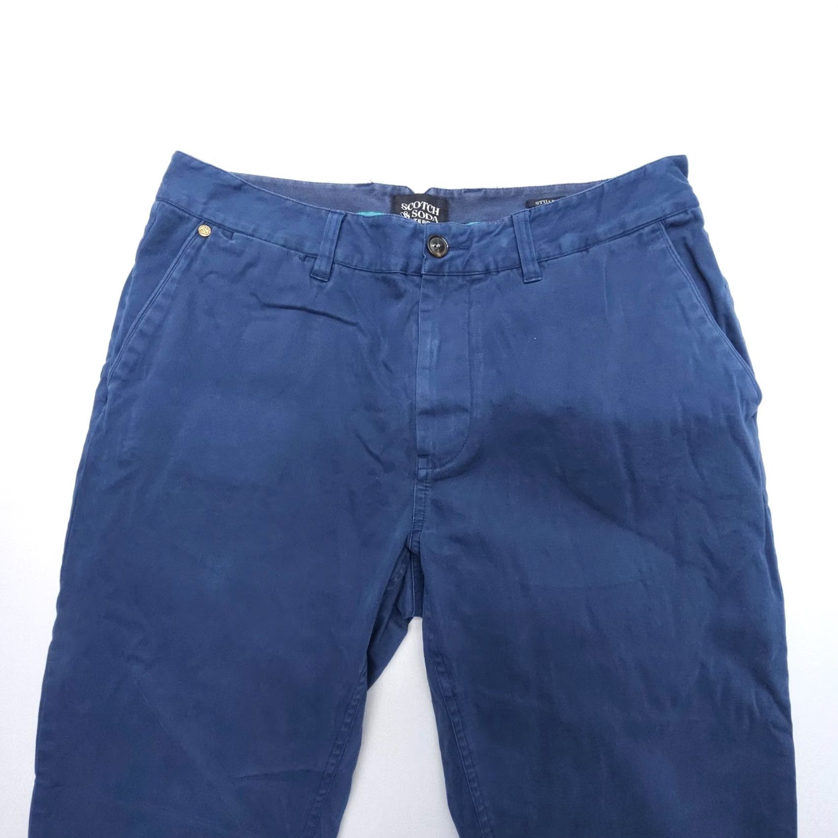 Scotch & Soda Scotch & Soda Pants Mens 33 x 30 Blue Chino Slim Straight Flat Front Twill Cotton Size US 33 - 7 Thumbnail