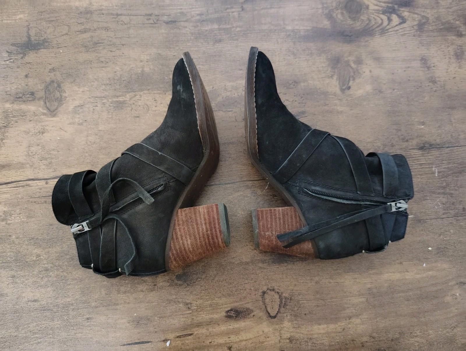 Designer Sam Edelman Ankle Boots Black Leather Side Zip Bootie Women Size US 6 / IT 36 - 3 Thumbnail