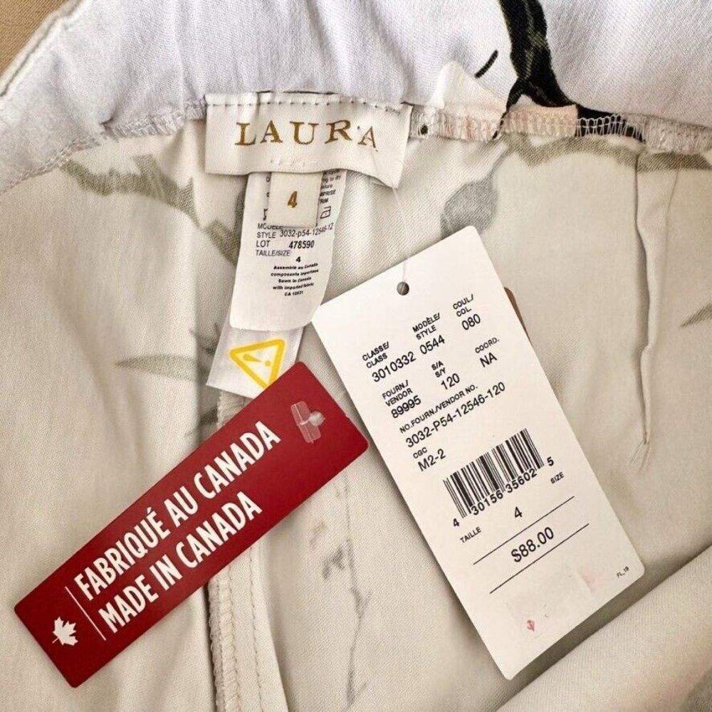 Other Laura Pull On Pant Size 4 Gray Floral Stretch Slim Leg Size 27" / US 4 / IT 40 - 8 Thumbnail