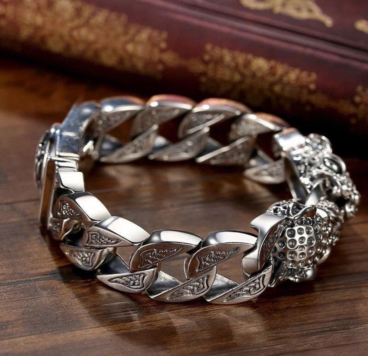 Jewelry Leopard Horsetail Braided Silver Bracelet Men And Women Size ONE SIZE - 3 Thumbnail