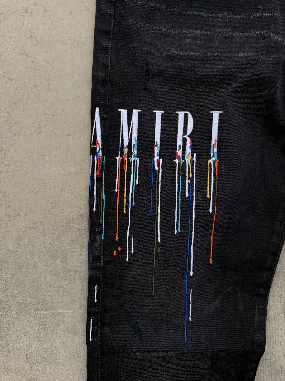 Amiri Amiri Paint Drip Logo Jeans Black 36 NWT Authentic Rare Size US 36 / EU 52 - 2 Thumbnail