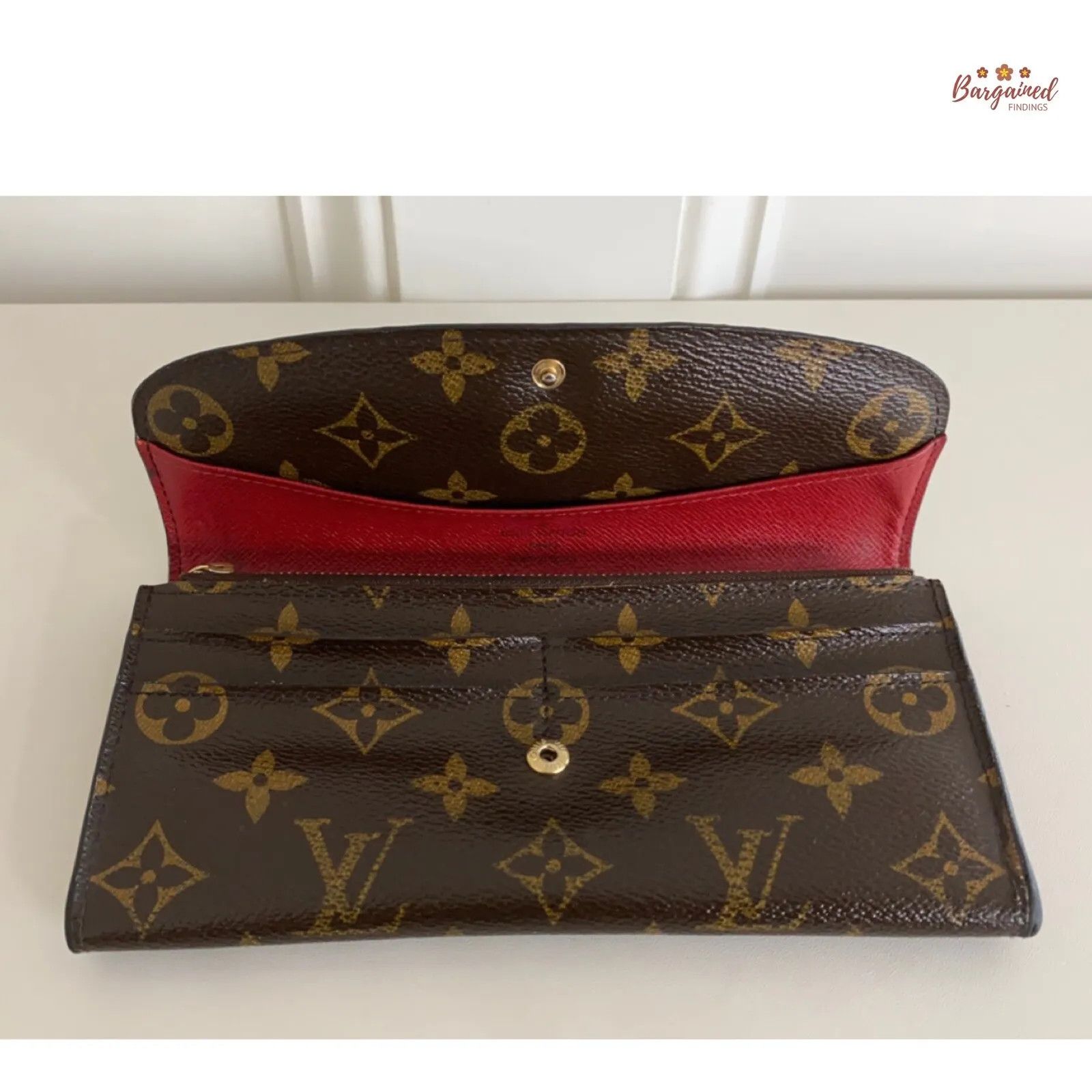 Louis Vuitton Louis Vuitton Monogram Canvas Leather Red Emilie Long Wallet Size ONE SIZE - 6 Thumbnail