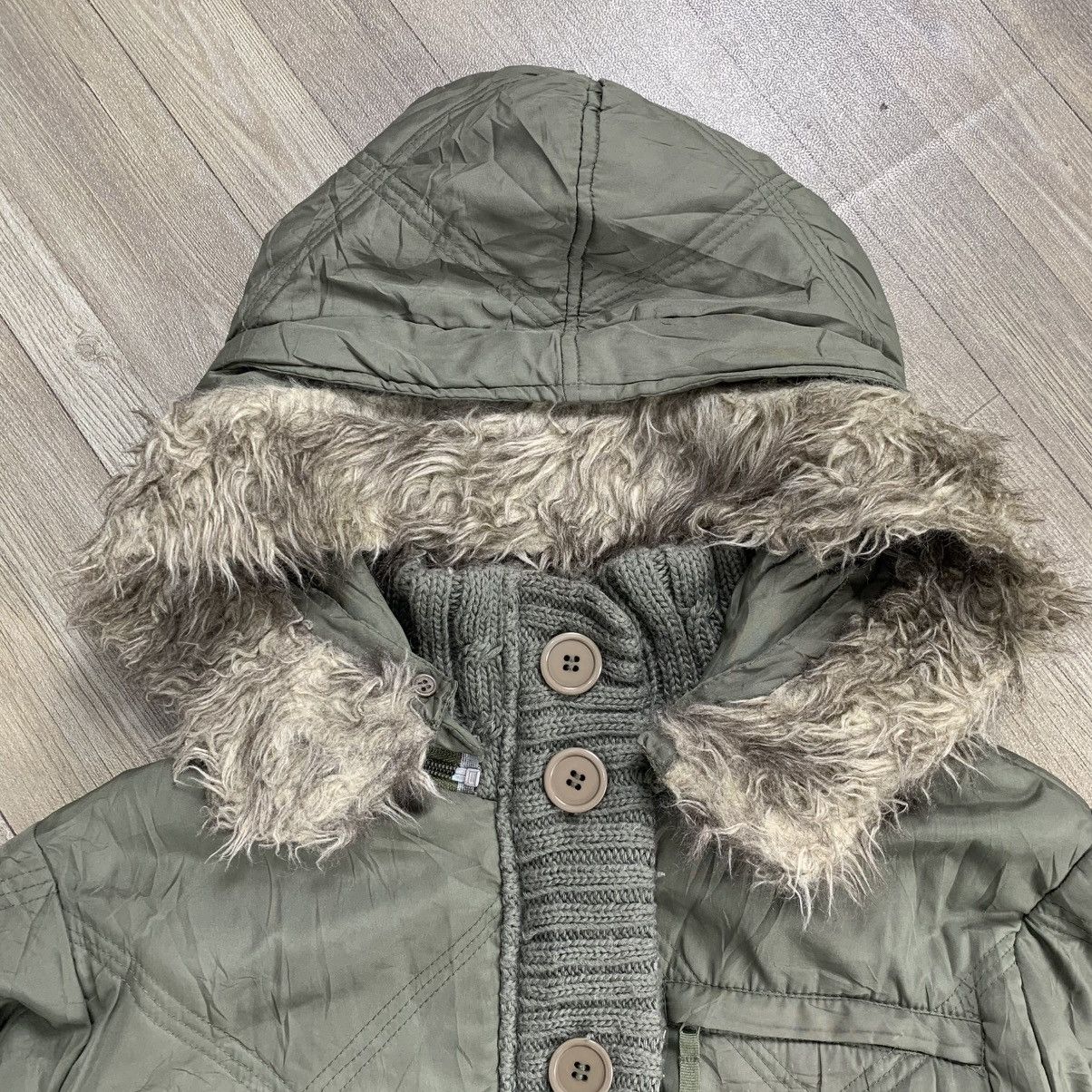 If Six Was Nine 2000’s JKG Puffer Fur Army Green LGB GOA Style Jacket Size US L / EU 52-54 / 3 - 4 Thumbnail