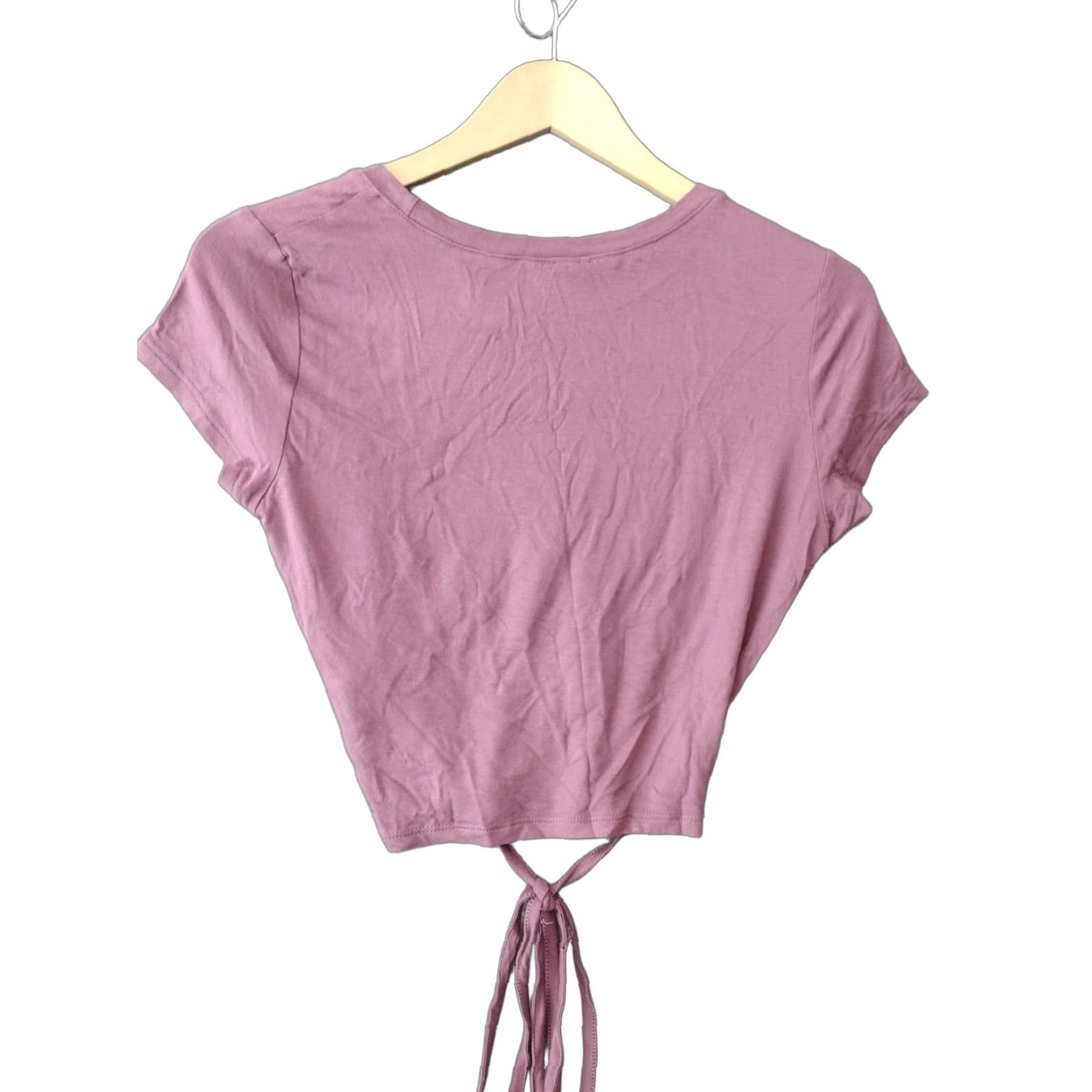 Garage Garage Blouse Shirt Women M Pink/Purple Short Sleeve Scoop Neck Tie - Classic Casual Size M / US 6-8 / IT 42-44 - 1 Thumbnail