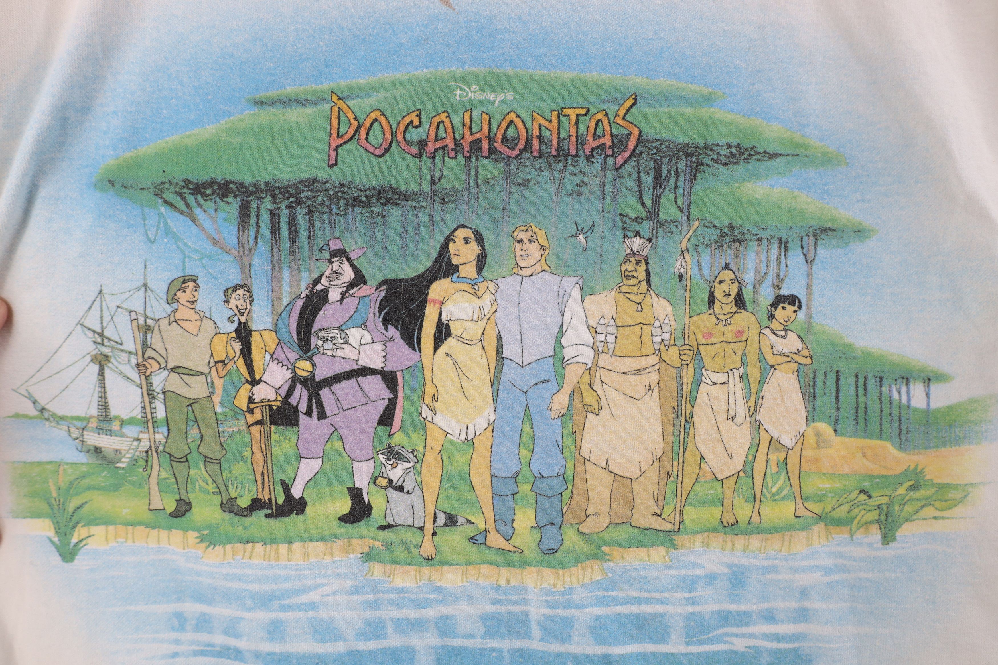 Disney × Vintage Vintage 90s Disney Pocahontas Spell Out Short Sleeve T-Shirt Size US XL / EU 56 / 4 - 4 Thumbnail