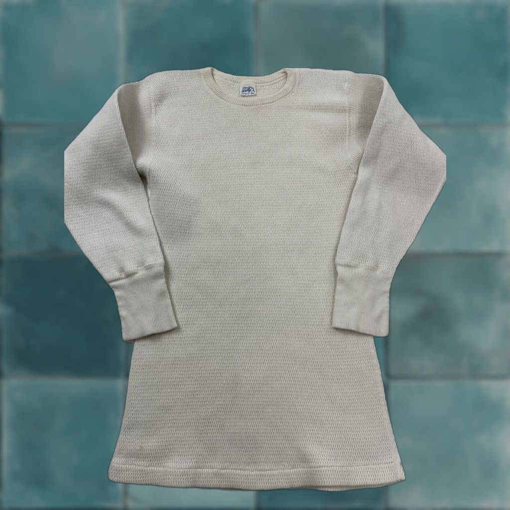 Vintage Lally Shirt Womens Large White Thermal Waffle Knit T-Shirt Raglan Long Sleeve Crew Neck Size L / US 10 / IT 46 - 1 Thumbnail