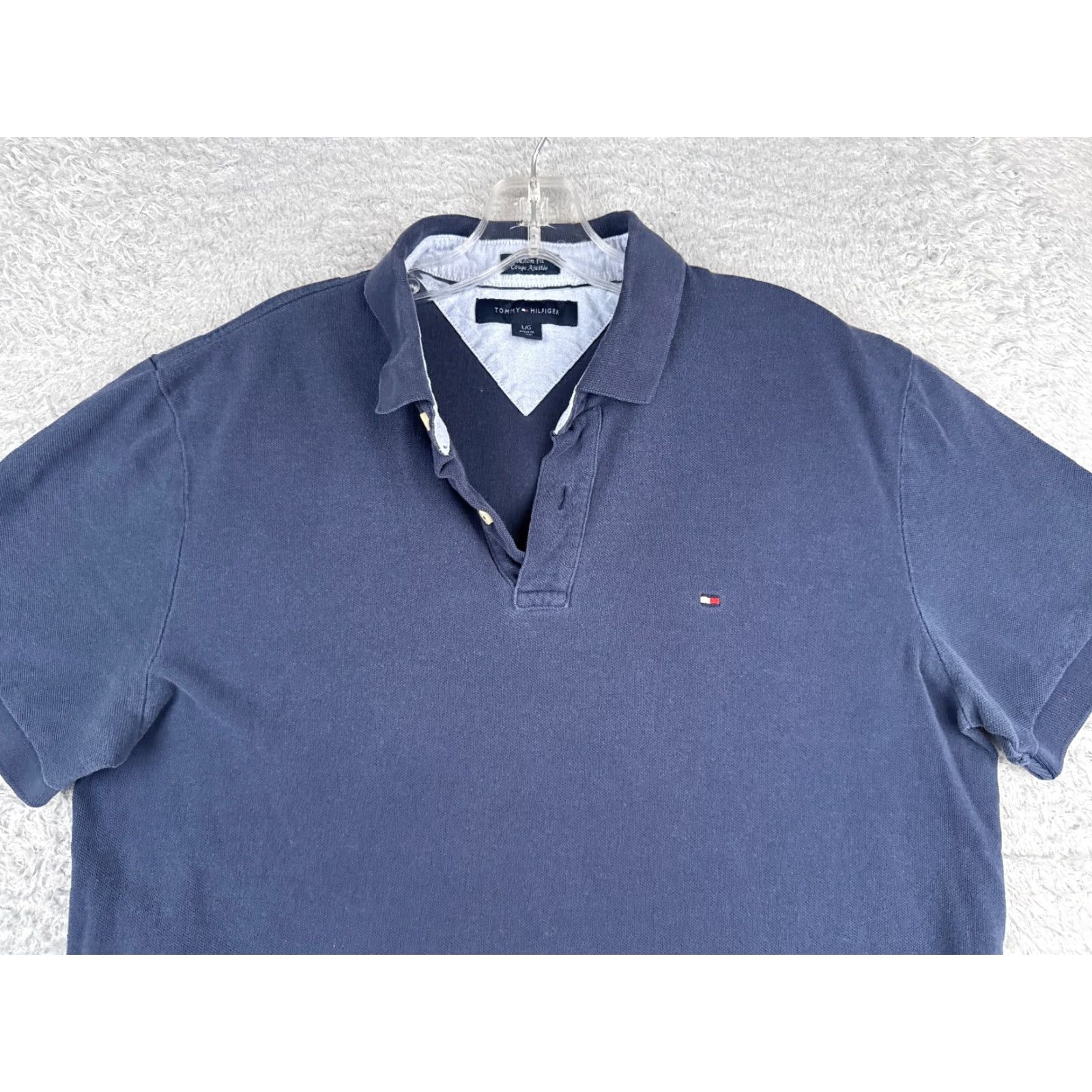 Tommy Hilfiger Tommy Hilfiger Polo Shirt Men Large Blue 100% Cotton Custom Fit Short Sleeve Slim Trim Embroidered Logo Sports Modern Theme Mens Size US L / EU 52-54 / 3 - 4 Thumbnail