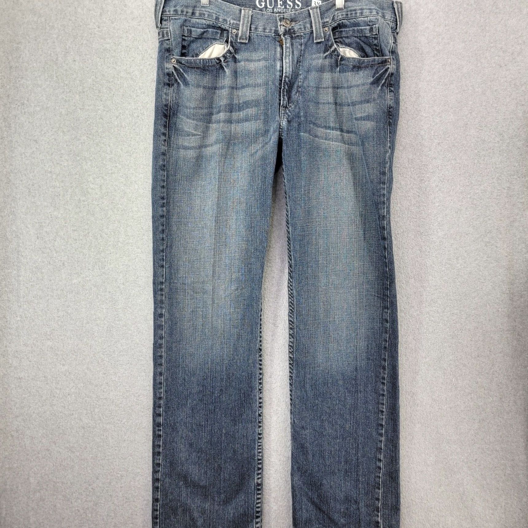 Guess Guess Pasadena Straight Jeans Mens 38x32 Back Flap Pocket 90s Vintage Blue Denim Cotton Brand GUESS Shirt? Size US 38 / EU 54 - 2 Thumbnail