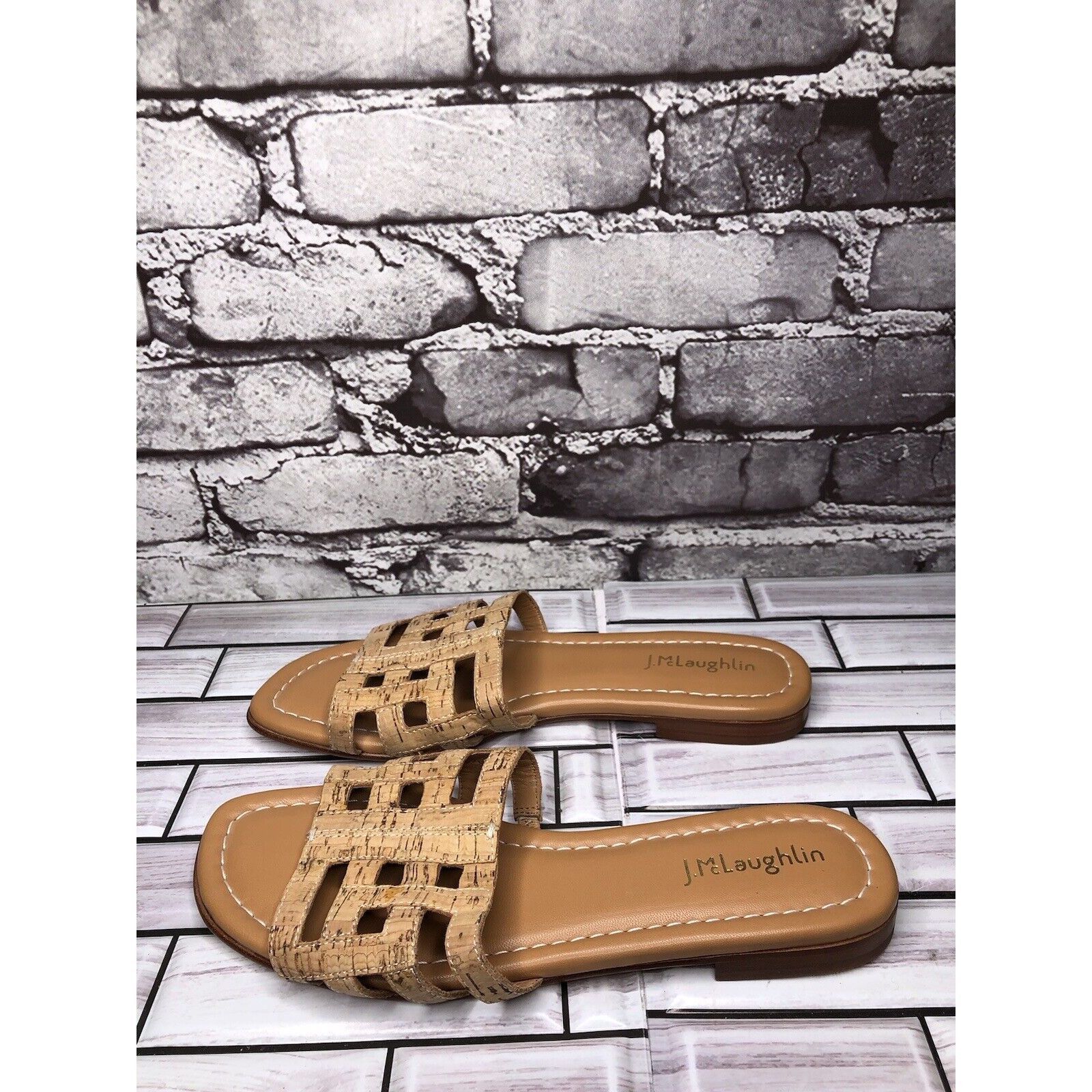 J.McLaughlin J. McLaughlin WILLA Tan Leather Cork Flat Slides Sandals Wom Size US 7.5 / IT 37.5 - 1 Thumbnail