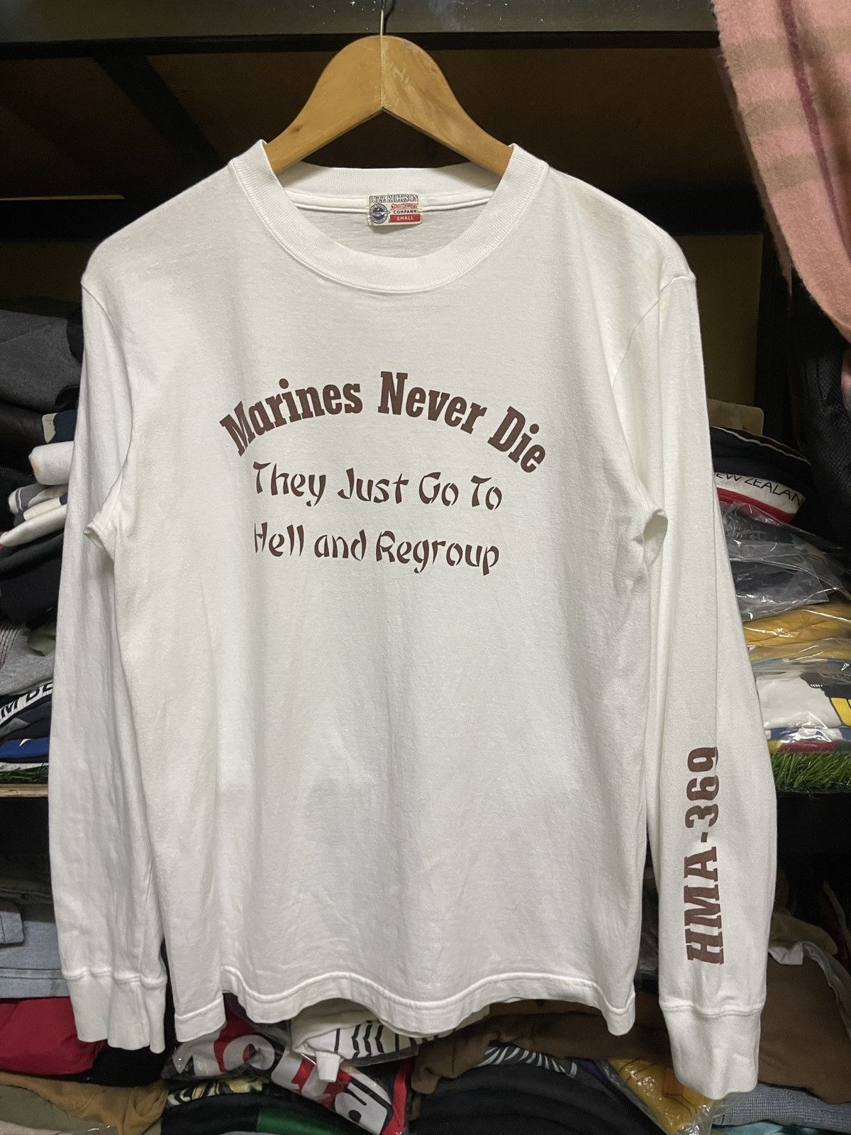 Buzz Rickson's Rare‼️Vintage80s🔥Buzz Rickson’s🔥USMC Marine Never Die L,S Tee Size US S / EU 44-46 / 1 - 2 Thumbnail