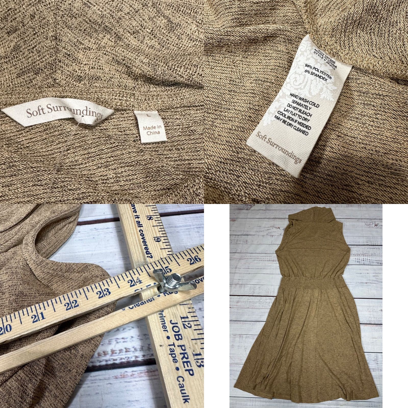 Soft Surroundings Soft Surroundings Dress Sz L Brown Knit Cowl Neck Midi Smocked Waist Womens New Knit Dress Size L / US 10 / IT 46 - 8 Thumbnail