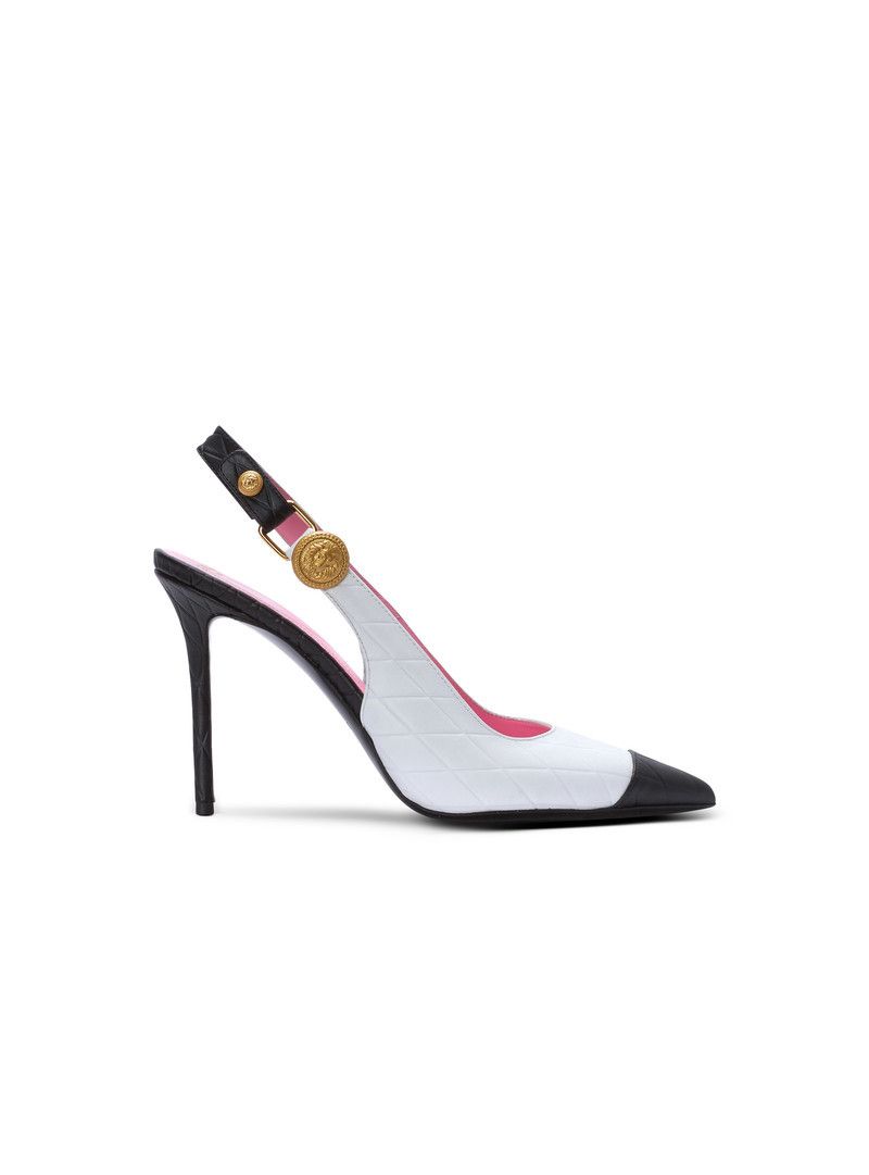 Balmain o1s1wg111225 Pointed-Toe Leather Pumps in Black/White Size US 10 / IT 40 - 1 Thumbnail