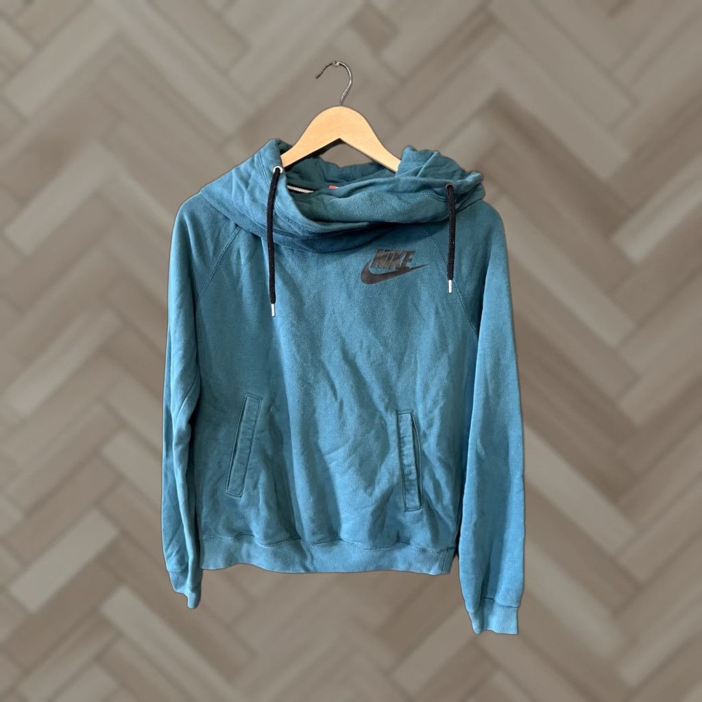 Nike VINTAGE Nike Sportswear Womens Blue Pullover Sweatshirt Hooded Size Medium Size M / US 6-8 / IT 42-44 - 1 Thumbnail