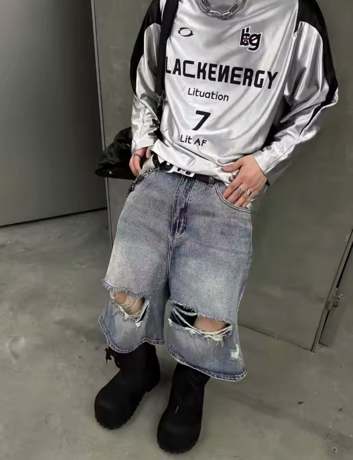 Japanese Brand × Jean Ripped Jorts Jeans Streetwear Size US 29 - 2 Thumbnail