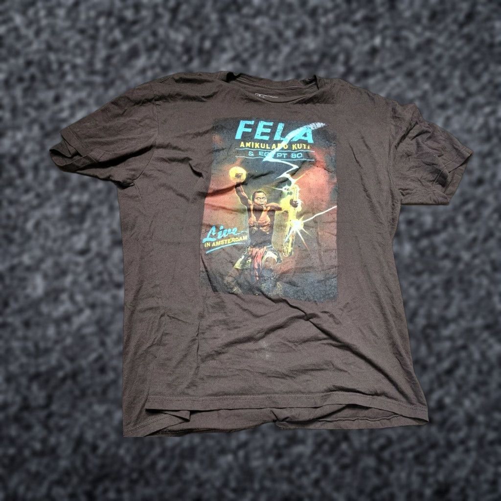 Vintage Vintage Okay Africa Men's T-Shirt 2XL Saxophone Graphic Cotton Brown Short Sleeve Regular Fit Size US XXL / EU 58 / 5 - 1 Thumbnail